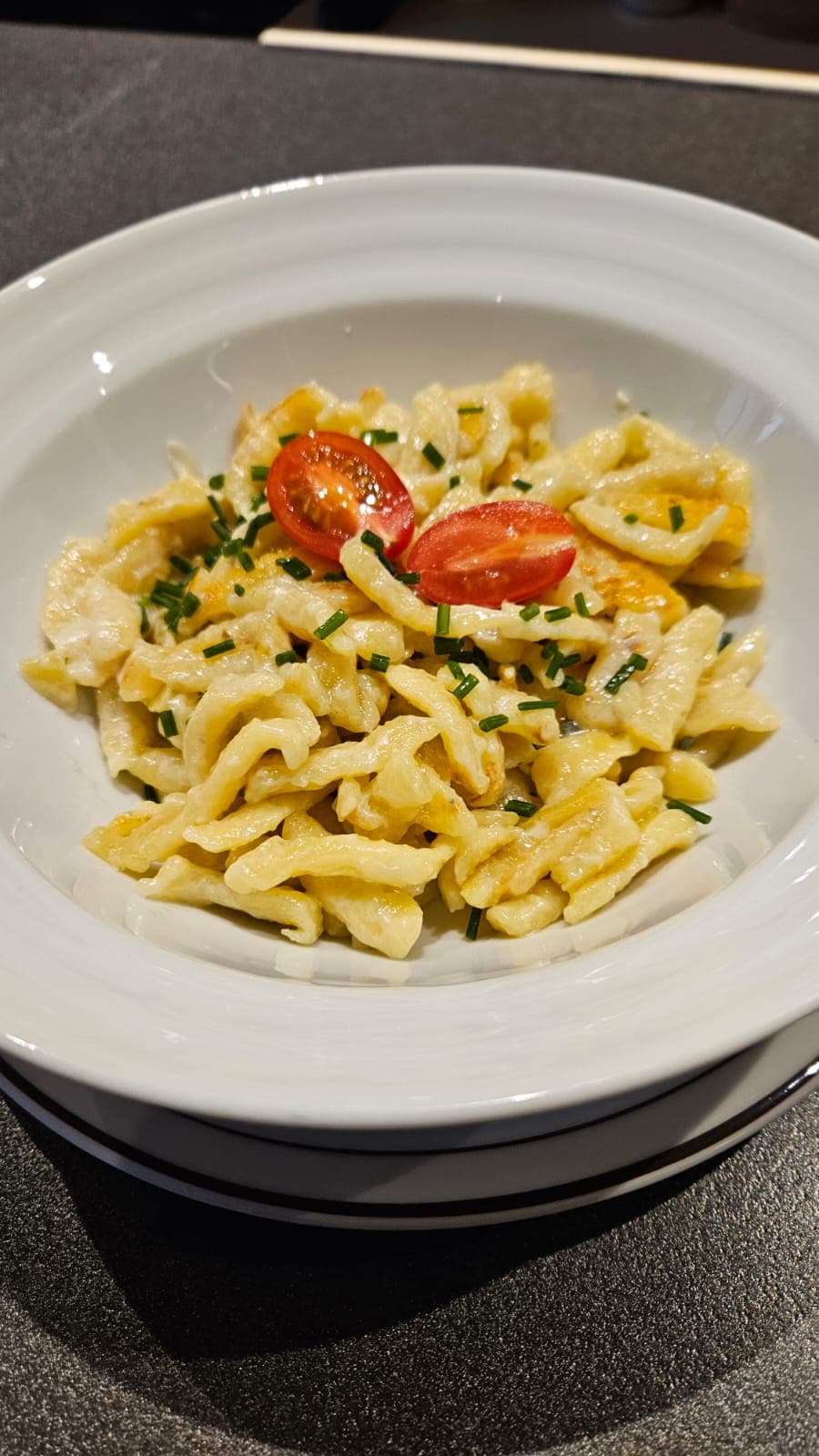 Mittagsmenü im ArtCafé Megg: Spätzli mit Tomaten und Schnittlauch